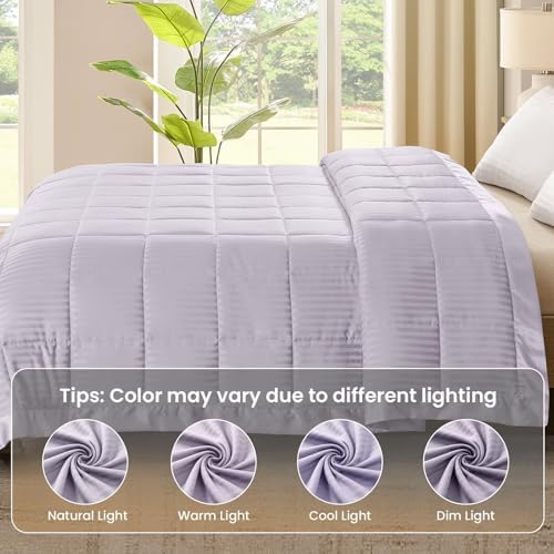 downluxe Queen Size Blanket with Satin Trim, Lightweight Down Alternative Blankets Queen Size for All Season, Machine Washable (Lilac, 90x90 Inch) - Image 6