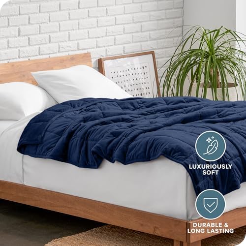 Bare Home Minky Fleece Weighted Blanket (Dark Blue, 40"x60" 10lbs) - Image 5