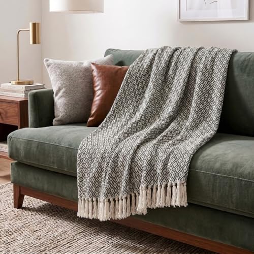 Americanflat 50x60 Throw Blanket - Soft and Breathable Cotton Throw Blanket for Couch, Bed, Chair - Decorative Blankets Perfect for Home, Office, or Outdoor Use - Black and Cream Mini Diamond Design by Americanflat