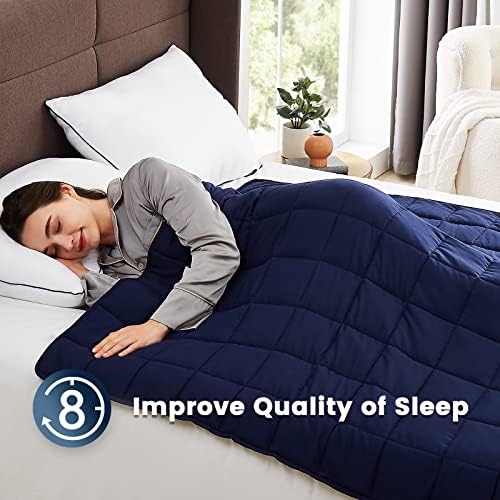 CuteKing Weighted Blanket for Adults (20lbs, 48"x72", Navy Blue) Heavy Blanket for 180-190lbs, Weighted Blanket for Cooling & Heating with Premium Glass Beads, Thick Blanket for Adult All-Season - Image 2