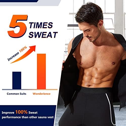 Wonderience Neoprene Sauna Suit for Men Waist Trainer Vest Zipper Body Shaper with Adjustable Tank Top - Image 2