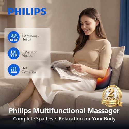 PHILIPS Back Massager with Heat, Shiatsu Neck Massage Pillow for Relaxation - Image 2