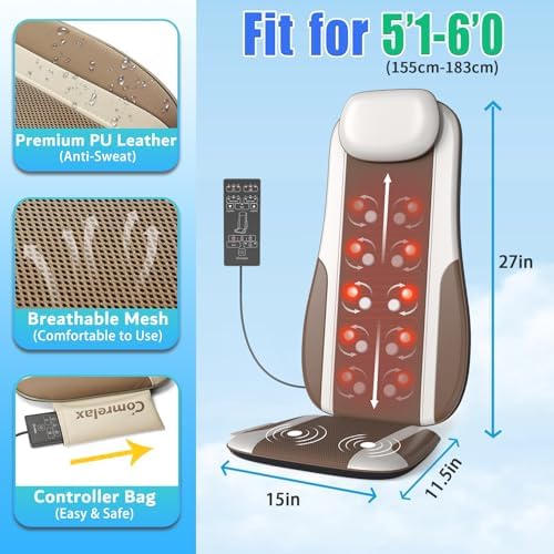 Shiatsu Back Massager with Heat, Massager Chair Pad for Pain Relief Deep Tissue with Smart Timer, Kneading Seat Cushion Vibration for Office, Home, and Travel Use - Image 5