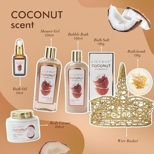 Spa Gifts, Bath Set, Birthday Gift - Coconut Spa Gift Baskets for Women - Image 4