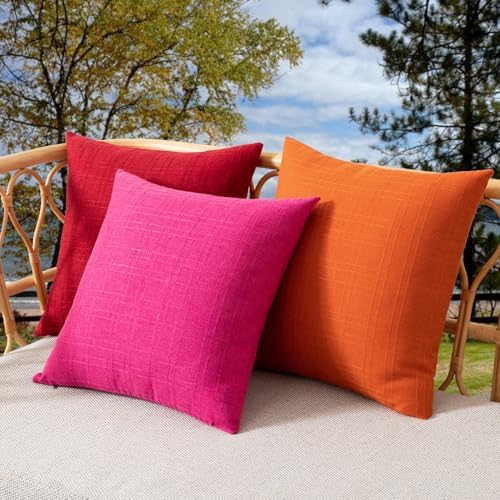 Kevin Textile Outdoor Waterproof 18”x18” Pillow Covers 2 Pack, Orange - Image 7