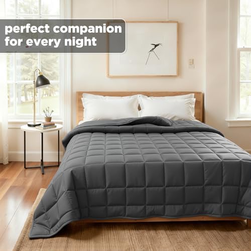 Weighted Blanket for Adults(60" x 80",15lbs,Grey) Queen Size Soft Cooling Heavy Blanket for Sleeping,Breathable Blanket with Glass Bead Perfect for 140-160 lbs,All Season,Machine Washable. - Image 3