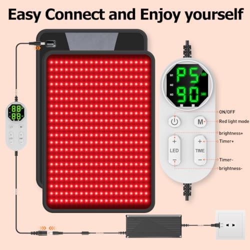 Red Light Therapy for Body, 23.5" x 33.5" Infrared Light Therapy Mat with Timer, 660nm 850nm Infrared Heating Pad, 3 Modes, 5 Brightness Levels for Back Waist Legs Abdomen Knee Shoulders - Image 4