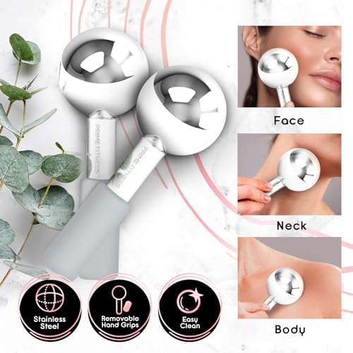 Ice Globes for Facials | Unbreakable Steel Cooling Roller | Cryo Sticks for Face | Massager for Face Neck & Eyes | Skin Care for Dark Circles, Puffiness, Wrinkles, Collagen Production (Gray) - Image 2