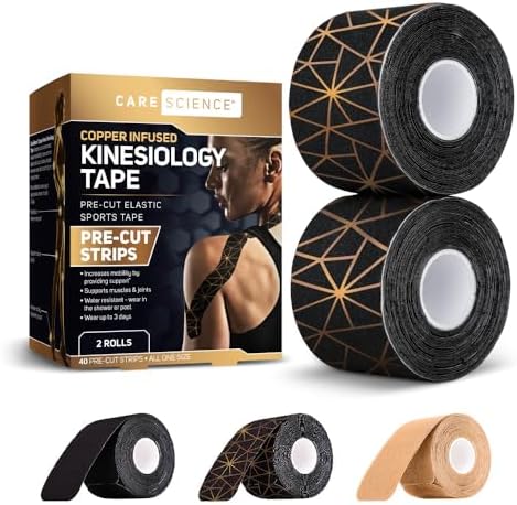 Care Science Copper Infused Kinesiology Tape, 40 Precut Strips, 2 Rolls by CareScience