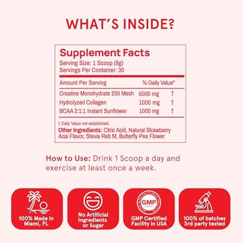 Peach Perfect Creatine for Women – Micronized Creatine Monohydrate Powder with BCAA & Collagen for Glute Strength Support, Boost Energy, Focus, Strength, and Endurance – Strawberry Acai, 30 Servings - Image 7