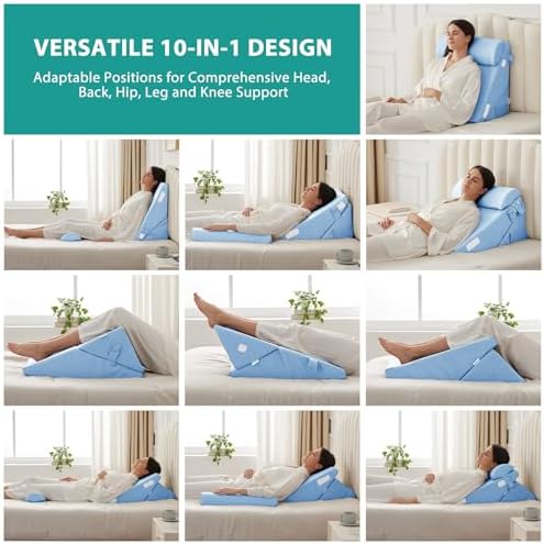 Bedluxe Wedge Pillow Set for After Surgery, Orthopedic Bed Wedge Light Blue - Image 3