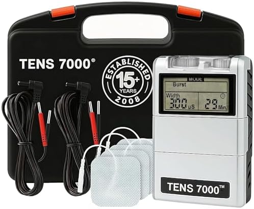 TENS 7000 Digital TENS Unit with Accessories - Muscle Stimulator Machine for Back Pain Relief, Sciatica, Neck, Nerve, Shoulder, Hip, Elbow, Muscle Pain Relief by TENS7000