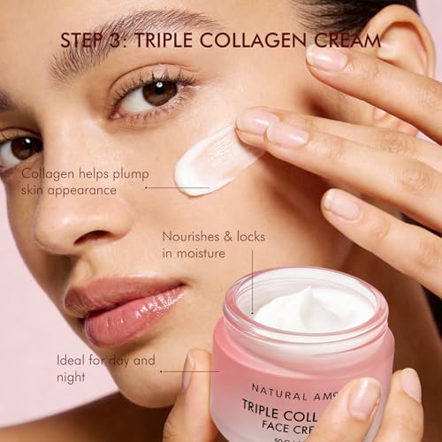Natural Amor Skincare Set (3 Products) – Triple Collagen Cream 1.7oz, Peptide Serum 1oz & Toner – Hydrating & Firming Skin Care Set – Daily Routine - Image 5