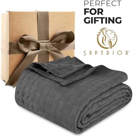 Superior Basketweave Cotton Blanket, Basket Weave Design, Soft, Comfy Cover for Bed, Bedding, Bedroom, Couch Throw, Lounging, Modern Boho Medium Weighted Blankets, Throw Size, Black - Image 3