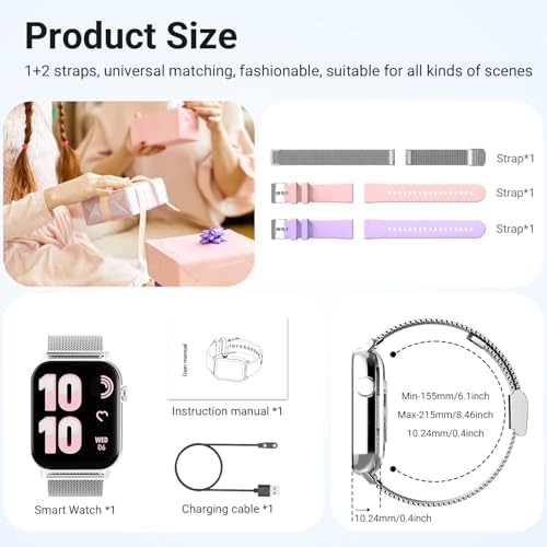 Smart Watches for Women - 1.83'' HD 2026 Fitness Tracker with Answer and Make Calls with Heart Rate Sleep SpO2 Monitor 120+ Sport Modes IP68 Waterproof and Compatible iPhone and Android (Silver) - Image 7
