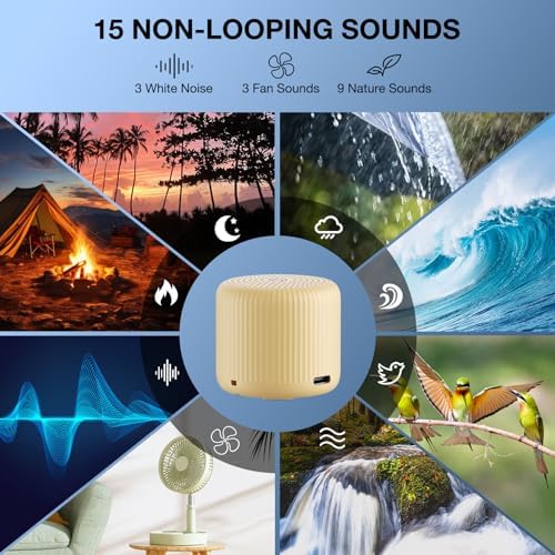 White Noise Machine Baby Portable Sound Machine,LEICEX Travel Sound Machine,15 Non-Looping Sound Timer and Memory Play, Mini White Noise Machine for Sleeping Office Travel （Honey） - Image 3