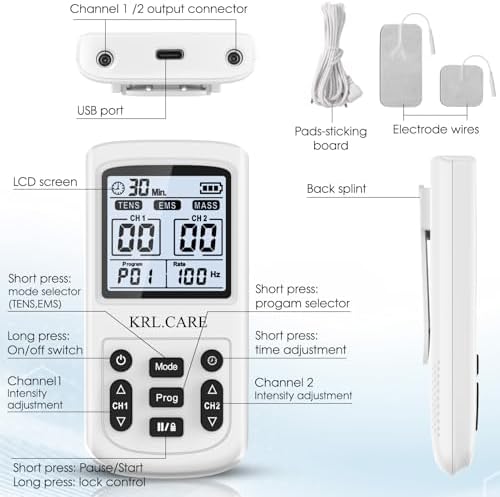 3-in-1 TENS Unit Muscle Stimulator, EMS Massage Machine with 40 Intensities for Gradual Shoulder, Sciatica, Back Pain Relief, Muscle Recovery, 28 Modes Portable Dual Channel with 8 Electrodes Pads - Image 4
