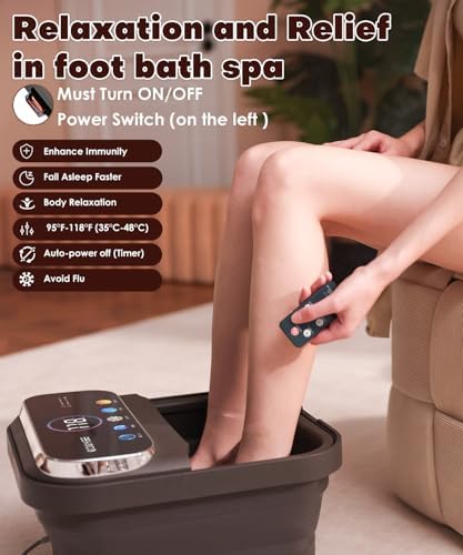 OOAMBB Collapsible Foot Spa with Heat, Bubble,Temp Control,Remote Control, Color Touch Screen Foot Bath Massager with 6 Massage Rollers,Foot Soaking Tub,Pedicure Foot spa for Stress Relief (Deep Grey) - Image 2