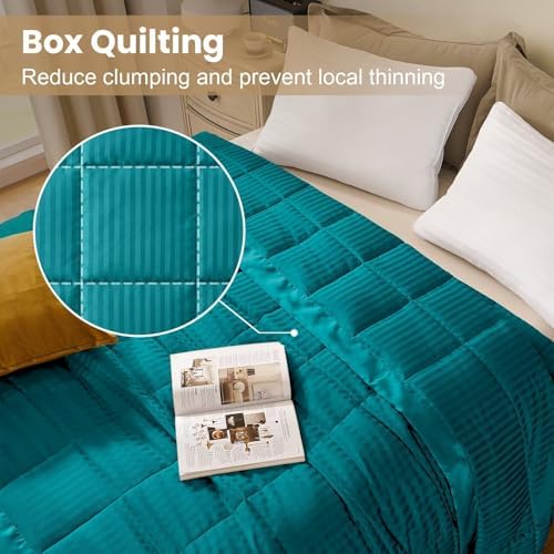 downluxe King Size Blanket with Satin Trim, Lightweight Down Alternative King Blanket for All Season, Machine Washable (Teal, 108 x 90 Inch) - Image 2