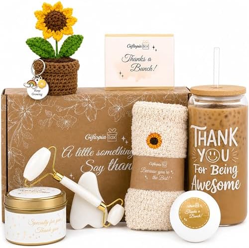 Thank You Gift Box for Women – Self Care Spa Set for Coworkers, Teachers, Nurses & Friends, Appreciation Care Package for Birthdays & Thinking of You Gift Box Set by GiftopiaBoxCo