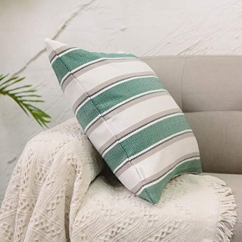 2 Pack Multicolor Stripe Pillow Case Soft Faux Linen Square Decorative Throw Cushion Cover Pillowcase with Hidden Zipper for Sofa Car Couch Living Room 18" x 18 " - Image 3