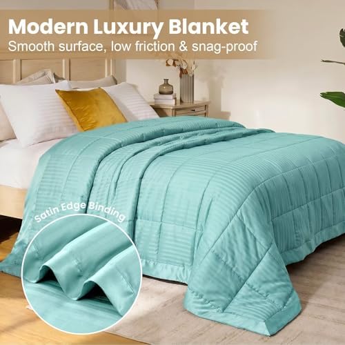 downluxe King Size Blanket with Satin Trim, Lightweight Down Alternative King Blanket for All Season, Machine Washable (Mint Green, 108 x 90 Inch) - Image 3