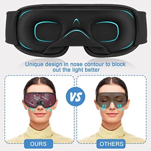 Sleep Mask, Super Soft 3D Contoured Cup Sleeping Mask, Upgraded 100% Blockout Light Sleep Masks for Women Men with Adjustable Strap, Comfortable Concave Molded Eye Covers for Sleeping, Blue - Image 3