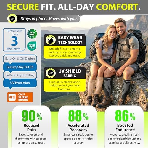 BLITZU Calf Compression Sleeves, Footless Compression Socks for Men & Women - Image 5
