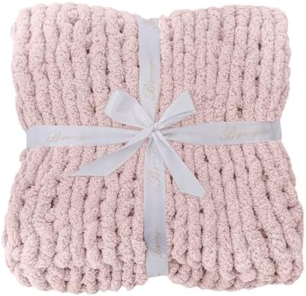Bigacogo Chunky Knit Throw Blanket for Couch, 40x60 inches, Rose Tan - Image 7