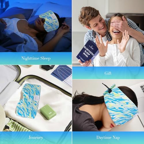 LC-dolida Sleep Mask with Bluetooth Headphones, Extra Large Silk Eye Mask for Sleeping Side Day Sleepers, Sleep Headphones Bluetooth 5.4 for Women Men with Thin Speaker, Blackout, Comfort, Microphone - Image 6