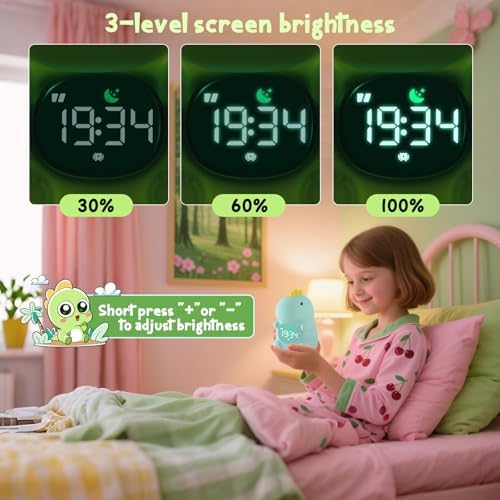 Kids Alarm Clock, Ok to Wake Clock for Kids, Toddlers Night Light Clock for Bedroom, Dinosaur Alarm Clock with Sleep Training and Sound Machine, Birthday Gift for Boys Girls Children - Image 2