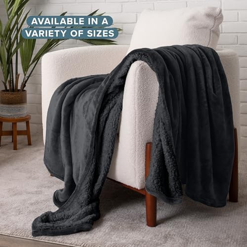 Bare Home Sherpa Fleece Blanket (Twin/Twin XL, Black with Black Sherpa) - Image 2