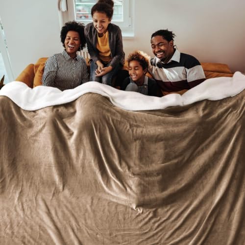 Bedsure GentleSoft Sherpa Fleece Cal King Blankets for Bed, Non-Heated, Thick and Warm Oversized Throw for Women and Men, Soft Fuzzy Plush Large Blanket for Winter, Camel, 112x98 Inches - Image 2