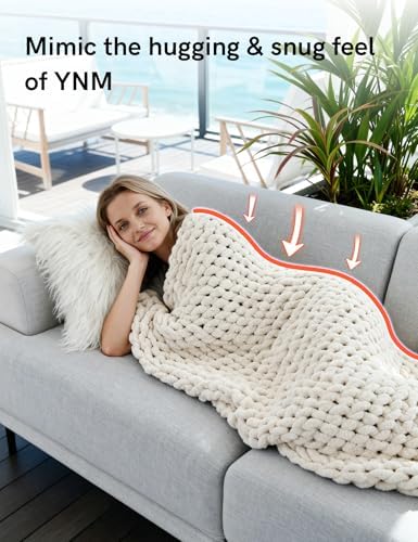 YnM Chunky Throw Blanket, Hand Knitted with Chenille Yarn, Skin Friendly, Ventilated and Breathable, Machine Washable, Home Décor Piece for Couch, Sofa and Bed (Butter Cream, 30x40 Inch) - Image 4