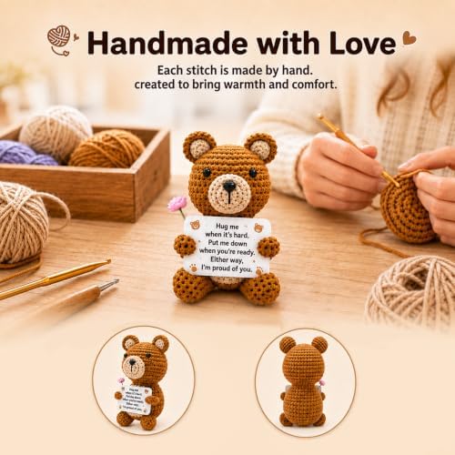Inspirational Gifts for Women Men Positive Crochet Handmade Bear Gift - Image 6
