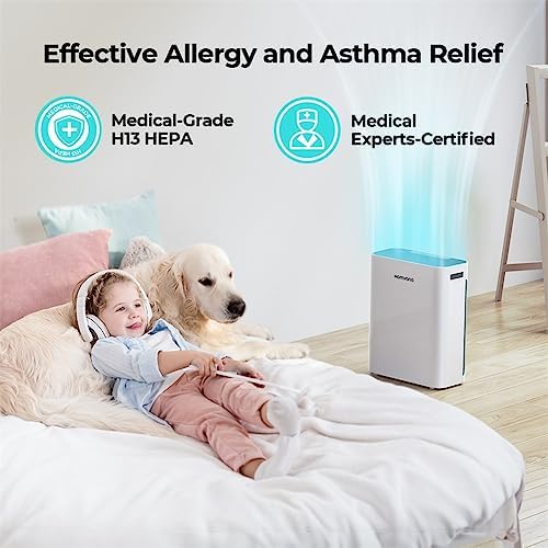 Homvana Smart Air Purifiers for Home Larger Room Bedroom Up to 1250 Sq Ft, H13 True HEPA Washable Filter with Air Quality Indicator (SilentAir Tech), Auto Mode, Remove 99.97% for Pets Allergies Smoker - Image 2