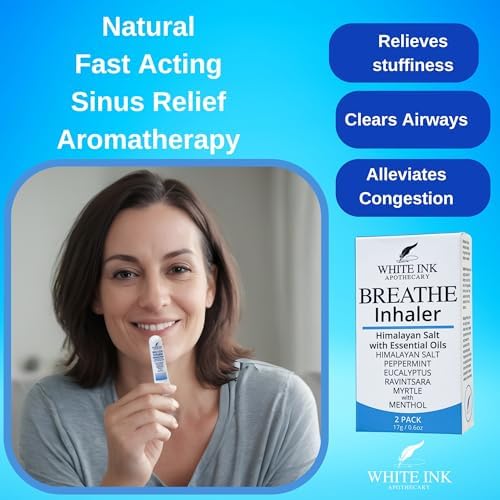 White Ink Breathe Inhaler, Essential Oil Allergy Relief, Eucalyptus, 2-Pack - Image 2