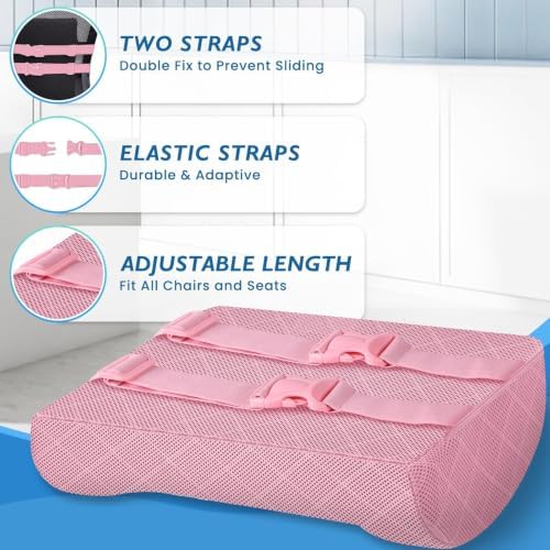 Lumbar Support Pillow for Office Chair, Back Support, Memory Foam, Pink - Image 5