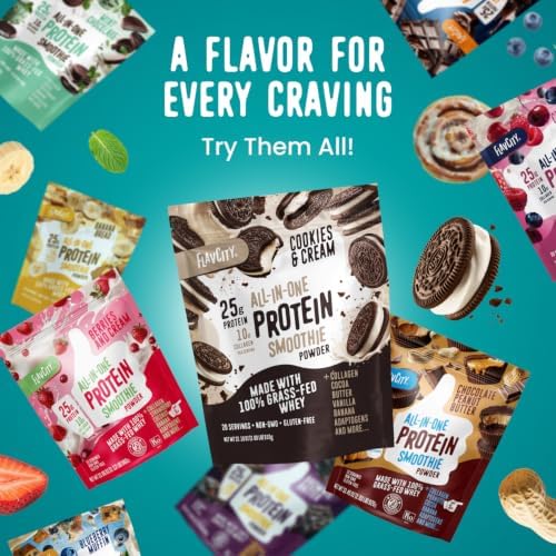 FlavCity All in One Protein Shake Powder, Cinnamon Roll - On the Go Meal Alternative + Collagen Peptides, Reishi & Cordyceps - Focus, Skin, Hair & Joint Support - 100% Grass Fed Whey, 20 Servings - Image 6
