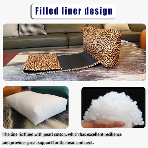 Adjustable Headrest Pillow for Recliners and Armchairs - Non-Slip Velvet Cushion for Neck Support and Pain Relief (Leopard) - Image 5