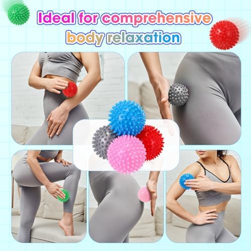 Liliful 24 Pcs Spiky Massage Ball Hard Foot Ball Roller Massager Firm Foot Arch Trainer 3 Inch for Deep Tissue Plantar Fasciitis Back Hands Muscles Soreness Exercise (Mixed Color) - Image 4