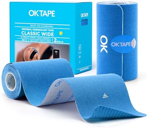 OK TAPE Extra Wide Kinesiology Tape for Shoulder, Back, Precut Strips by OKTAPE