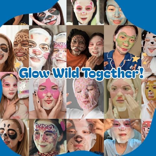 Epielle Character Face Mask Wave & Wild 6 Pack, Fun & Effective Korean Skin Care, Spa Party Favors, Birthday Gifts for Women, Self Care Gifts - Image 6