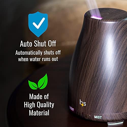 HealthSmart Essential Oil Diffuser, Cool Mist Humidifier and Aromatherapy Diffuser with 150ML Tank Ideal for Small Rooms, Adjustable Timer and Mist Mode, Wood Grain Brown - Image 5