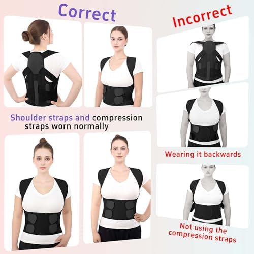 Posture Corrector for Women and Men Back Brace Straightener Pain Relief Back Support Lightweight Adjustable Hump Scoliosis Traction Correction Helps Reduce Upper Hunchback Slouching Kyphosis Black Large - Image 4