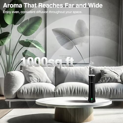 Hotel Scent Diffuser Starter Kit - 1500 Sq Ft Coverage, Premium Plastic Essential Oil Diffuser, Waterless Diffuser for Home, Hotel, Office, 5 Scent Essential Oils Included, Large Room, Black, 11In - Image 5