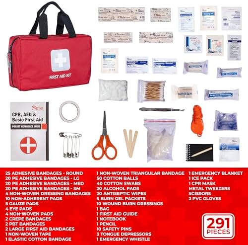 Thrive Home Essentials First Aid Kit (291 Pieces) - First Aid Bag with Multi-Sized Bandage, Gauze, Wipes, Scissors, Gloves, Tape, Ice Pack and More - Image 2