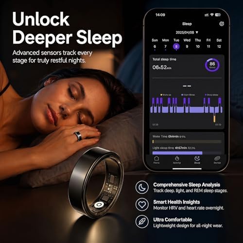 TERRALAB 2.0 Smart Ring,iOS & Android Compatible,IP68 Waterproof,Sports/Stress/Blood Oxygen/Heart Rate/Sleep Health Monitoring for Women&Men, with a Charging Case,No Subscription Fee - Image 4