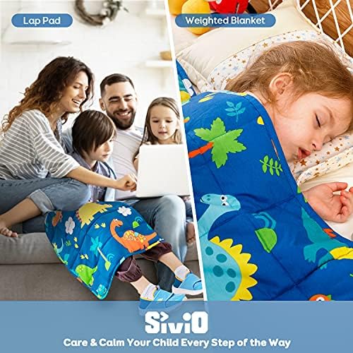 Sivio Cotton Weighted Lap Blanket, 19"x21" 2 lbs, Blue Dinosaur - Image 7