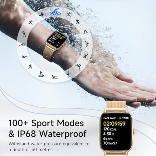 Smart Watch for Men Women, 1.85" HD Smartwatch Compatible iPhone/Samsung/Android (Answer/Make Calls), 100+ Sport Modes Fitness Tracker with Heart Rate/Sleep/SpO2 Monitor, IP68 Waterproof, Metal Band - Image 5